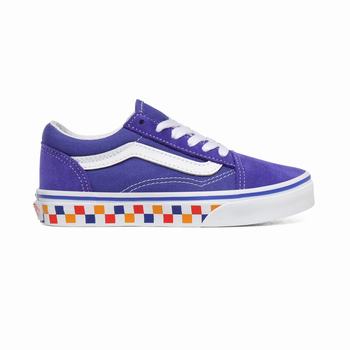 Vans Tri Checkerboard Old Skool - Lasten Tennarit - Kuninkaallinen Sininen/Valkoinen